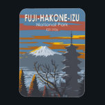 Fuji-Hakone-Izu National Park Japan Art Vintage Magnet<br><div class="desc">Fuji-Hakone-Izu National Park vector art design. It consists of Mount Fuji,  Fuji Five Lakes,  Hakone,  the Izu Peninsula,  and the Izu Islands.</div>