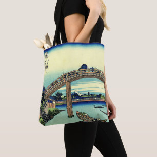Fuji seen through the Mannen Bridge at Fukagawa Tote Bag