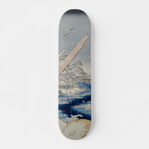 Fukagawa Lumberyards in Snow Vintage Ukiyo-e Skateboard