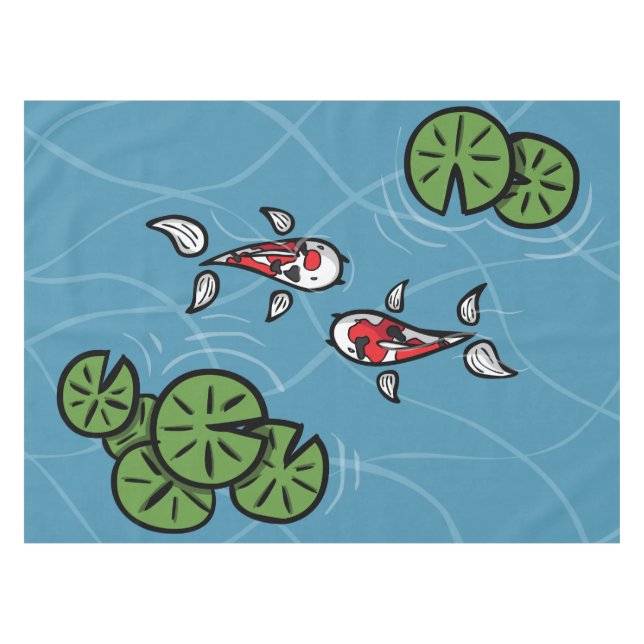 Fuku and Heiwa the Koi Tablecloth (Front (Horizontal))