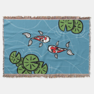 Fuku and Heiwa the Koi Throw Blanket