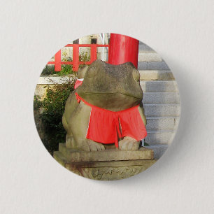 Fuku Kaeru 福かえる Fortune Frog with Red Yoda 6 Cm Round Badge