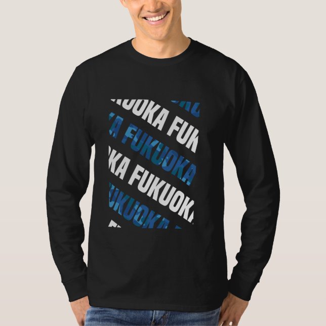 Fukuoka Camo Pattern Blue Camouflage T-Shirt (Front)