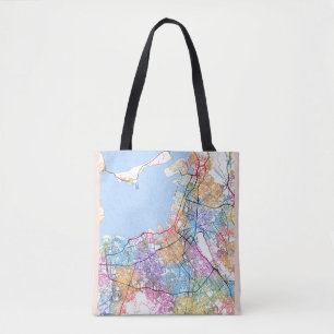Fukuoka Japan City Map Tote Bag