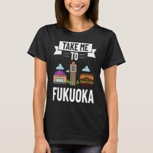 Fukuoka Japan City Skyline Map Travel T-Shirt