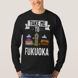 Fukuoka Japan City Skyline Map Travel T-Shirt