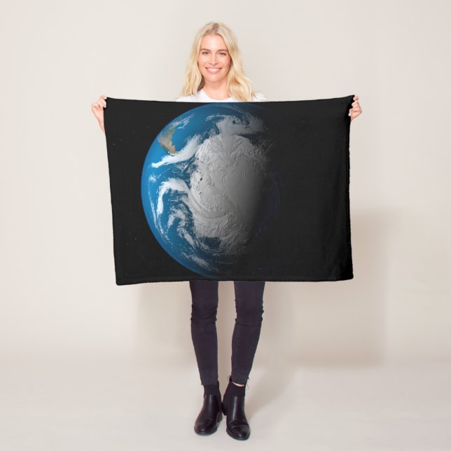 Ful Earth Showing Simulated Clouds Over Antarctica Fleece Blanket (In Situ)