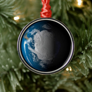 Ful Earth Showing Simulated Clouds Over Antarctica Metal Tree Decoration