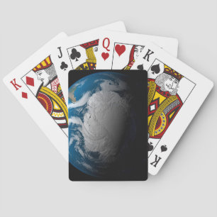 Ful Earth Showing Simulated Clouds Over Antarctica Playing Cards