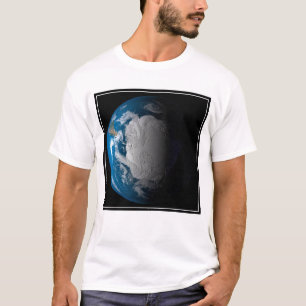 Ful Earth Showing Simulated Clouds Over Antarctica T-Shirt