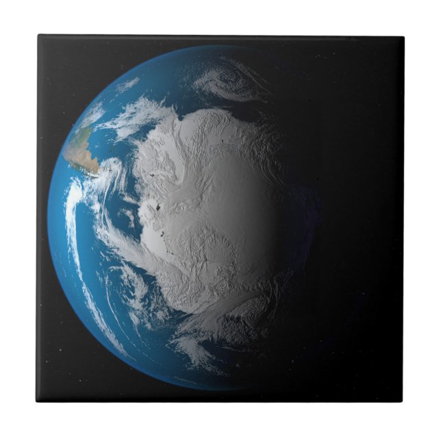 Ful Earth Showing Simulated Clouds Over Antarctica Tile (Front)