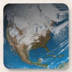 Ful Earth With Simulated Clouds Over North America Coaster