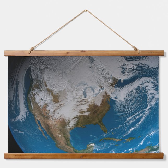 Ful Earth With Simulated Clouds Over North America Hanging Tapestry (Front)