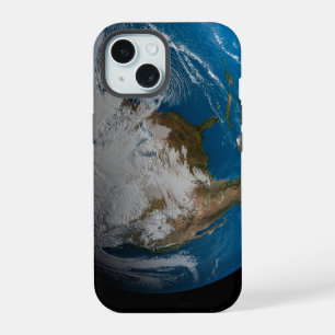 Ful Earth With Simulated Clouds Over North America iPhone 15 Case