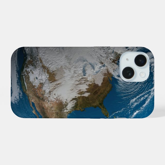 Ful Earth With Simulated Clouds Over North America iPhone 15 Case (Back Horizontal)