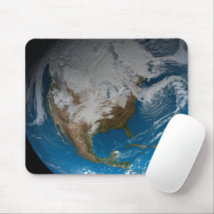 Ful Earth With Simulated Clouds Over North America Mouse Pad