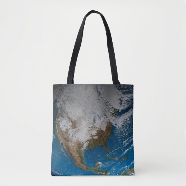Ful Earth With Simulated Clouds Over North America Tote Bag (Front)