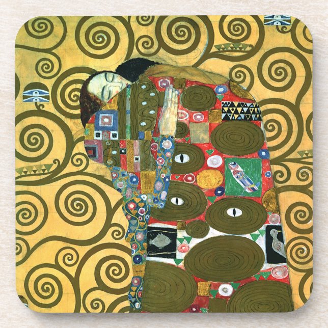Fulfilment aka The Embrace by Gustav Klimt Coaster (Front)
