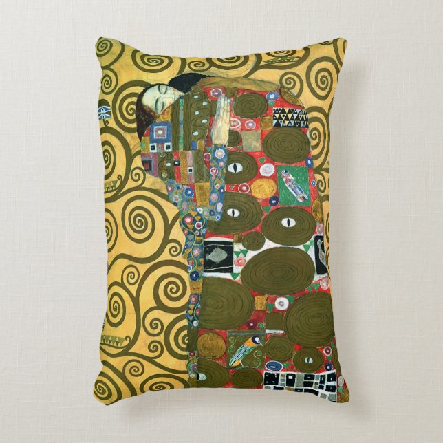 Fulfilment aka The Embrace by Gustav Klimt Decorative Cushion (Front(Vertical))