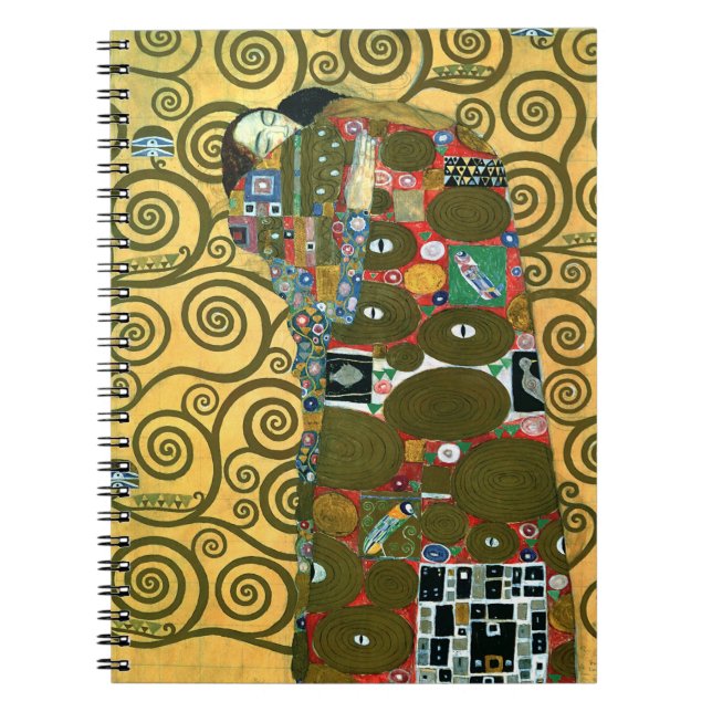 Fulfilment aka The Embrace by Gustav Klimt Spiral Notebook (Front)