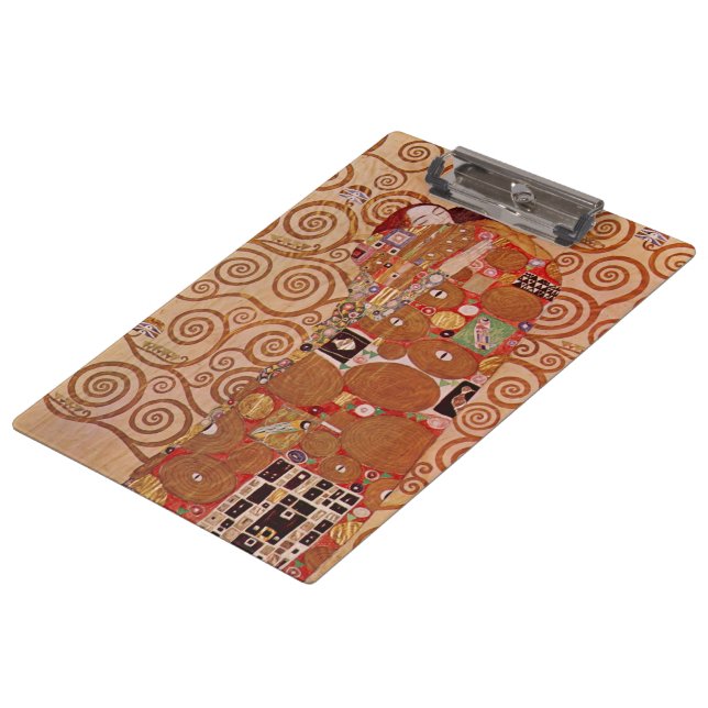 Fulfilment by Gustav Klimt, Vintage Art Nouveau Clipboard (Angled)