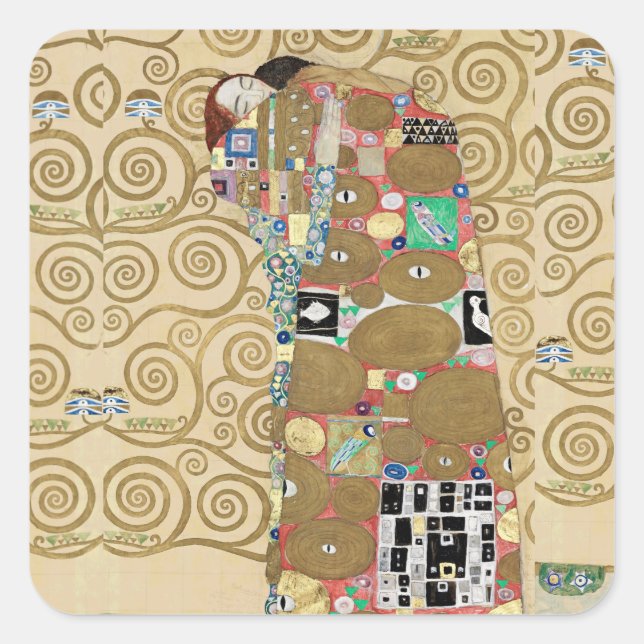 Fulfilment, Gustav Klimt Square Sticker (Front)