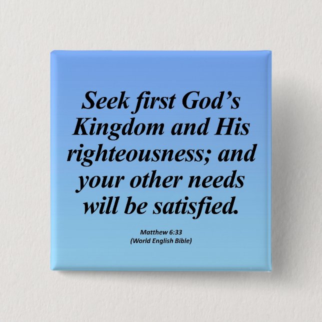 Fulfilment Matthew 6:33 Abbrev 15 Cm Square Badge (Front)