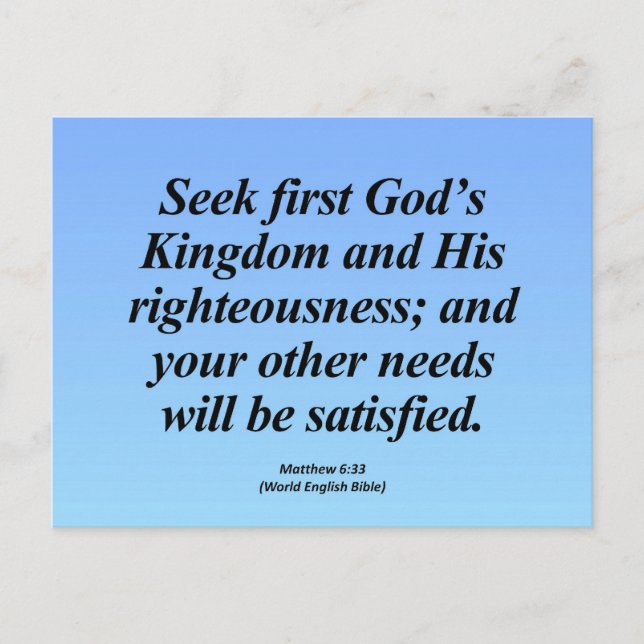 Fulfilment Matthew 6:33 Abbrev Postcard (Front)