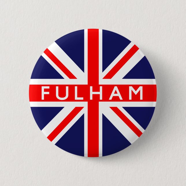 Fulham : British Flag 6 Cm Round Badge (Front)