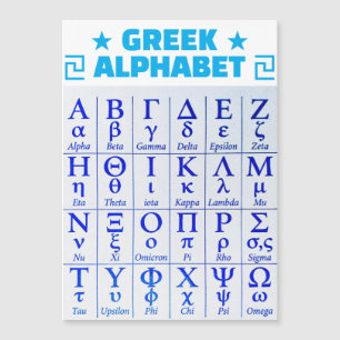 Full Ancient Greek Alphabet Vertical Magnetic Card