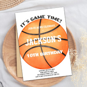 Full Ball Basketball Ball White Invitations