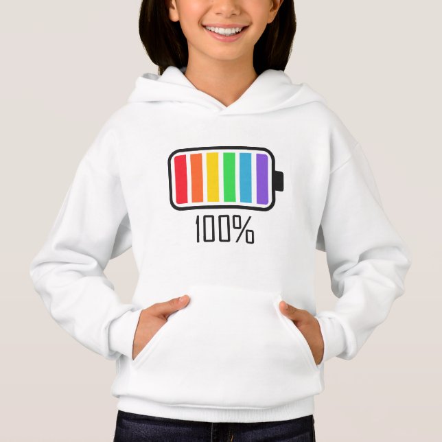 Full Battery Rainbow Battery Hoodie – Colourful (Front)