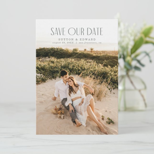 Full-Bleed Elegant Photocard Save The Date (Standing Front)