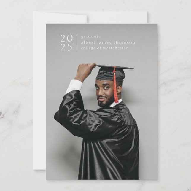 full bleed modern simple photo bold year  announcement (Front)