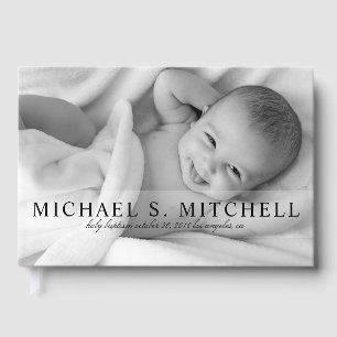 Full Bleed Photo Baby Baptism Bris Sip and See Guest Book
