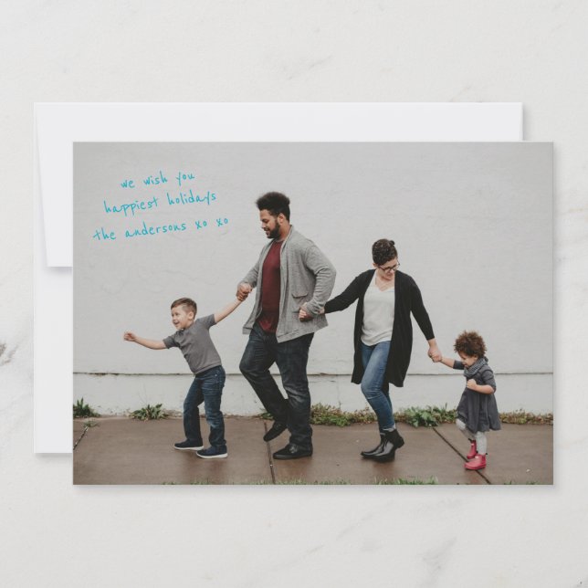 Full Bleed Photo with Modern Design Holiday Card (Front)