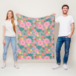 Full Bloom Birthday wrapping paper Fleece Blanket