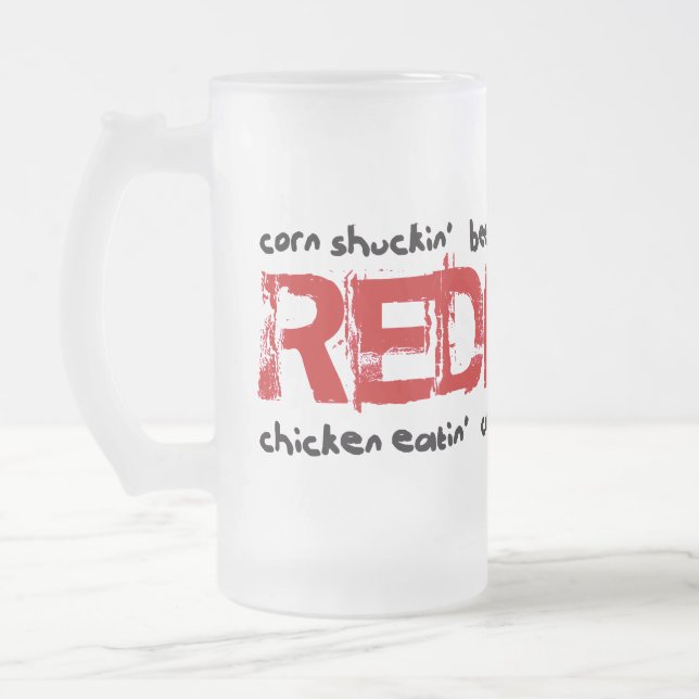 Full Blown Redneck Frosted Glass Beer Mug (Left)