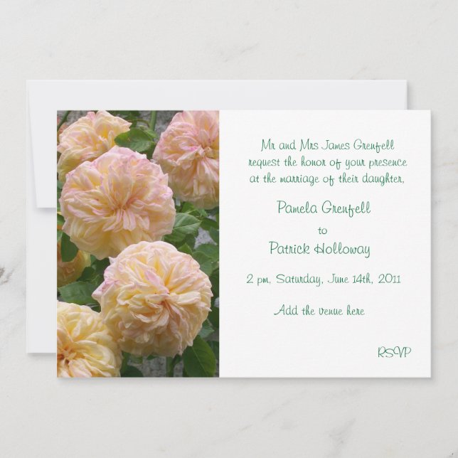 Full-blown Roses Wedding Invitation (Front)