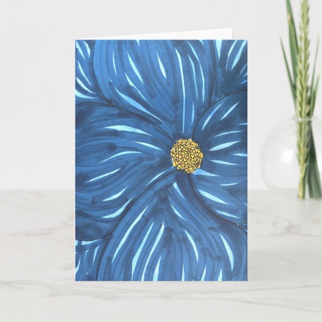 Full Blue Flower Blank Card (Front)