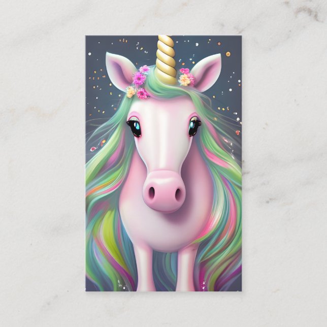 Full Body Completely Adorable Unicorn Business Card (Front)