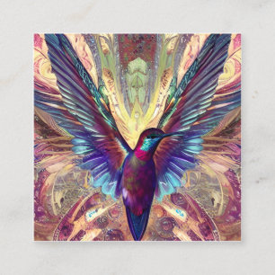 Full Body Mid Century Adorable Hummingbird Square Business Card