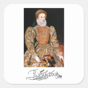 Full Body Portrait of Queen Elizabeth I of England Square Sticker