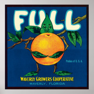 Full Brand Oranges Crate Label Poster