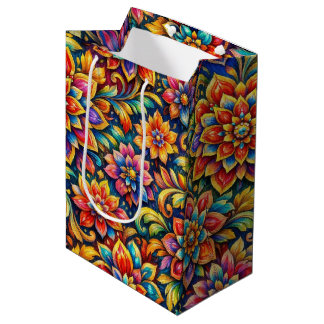 full color flowers medium gift bag
