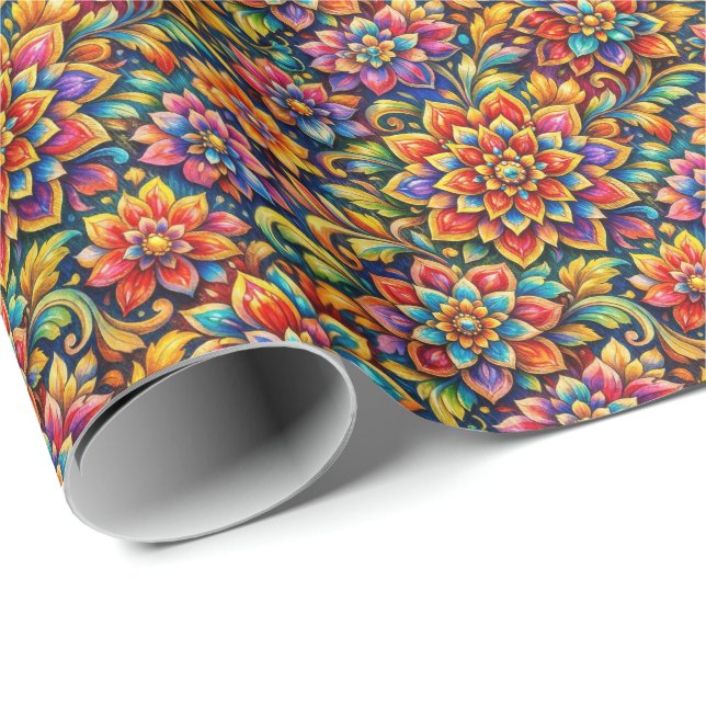 full color flowers wrapping paper (Roll Corner)
