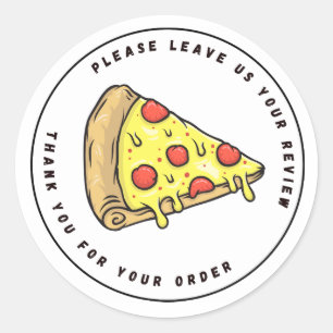 Full Colour Pizza Slice Leave Review Thank You Classic Round Sticker