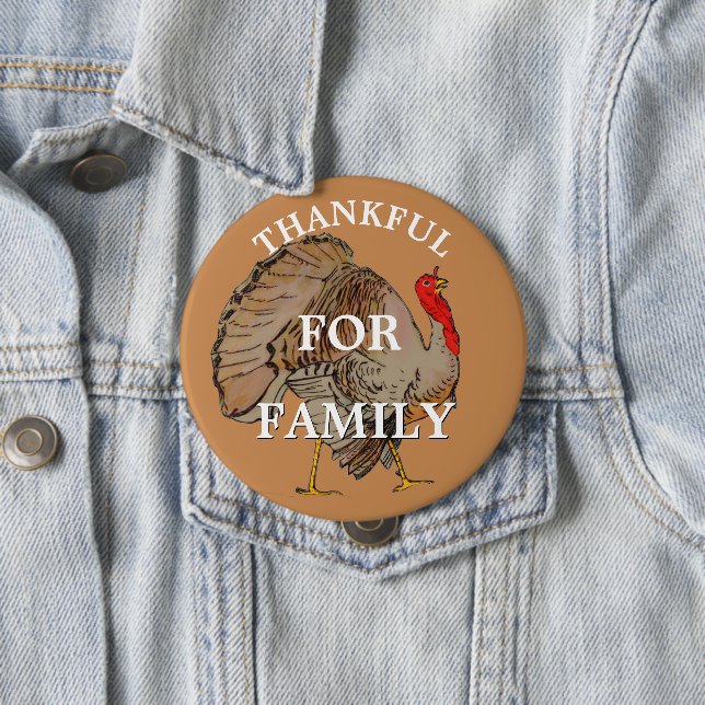Full Colour Thanksgiving Turkey 10 Cm Round Badge (In Situ)