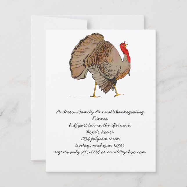 Full Colour Thanksgiving Turkey Invitation (Front)