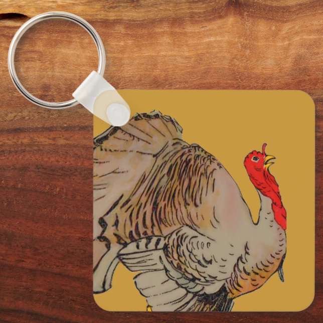 Full Colour Thanksgiving Turkey Key Ring (Front)